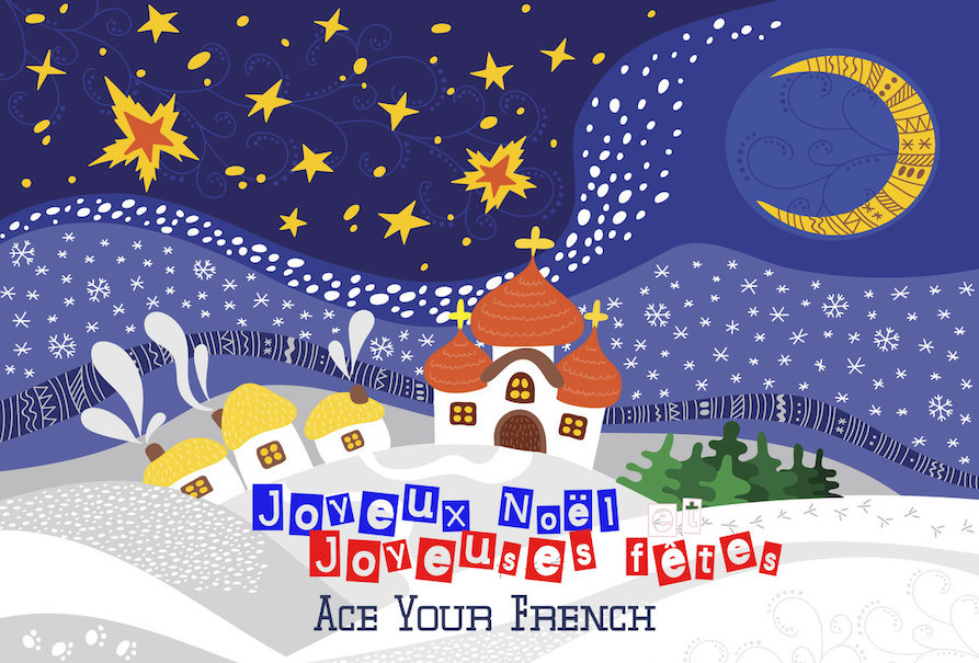 Winter Christmas night landscape with snow. Vector illustration of a snowy Christmas eve village. For invitations, greeting cards, scrapbooking, calendars, New Years and Christmas designs. 